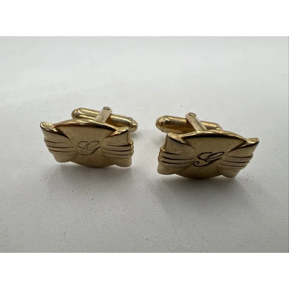 vintage gold tone cufflinks With Initial
